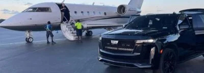 Black limo on airport