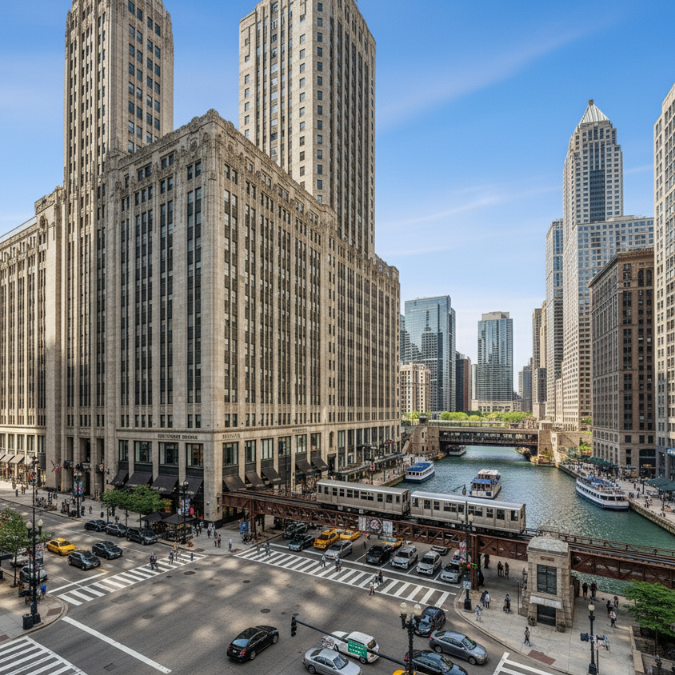 River North limo service outside The Langham Chicago