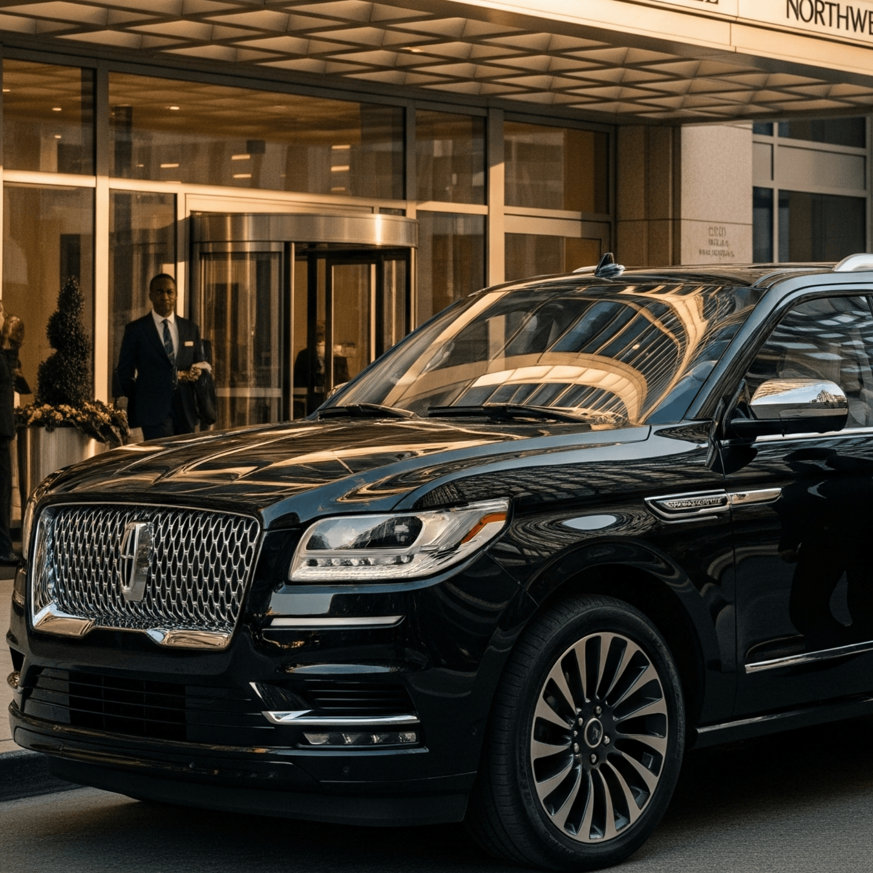 Streeterville Limo Service using 2025 black Lincoln Navigator for executives in Chicago