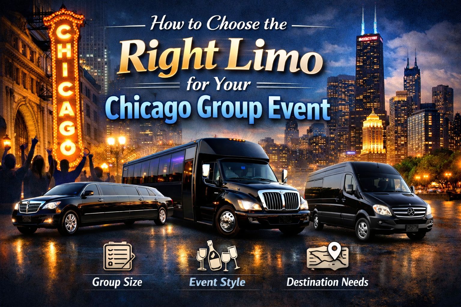 how to choose the perfect limo for your Chicago group event. luxurious ride.