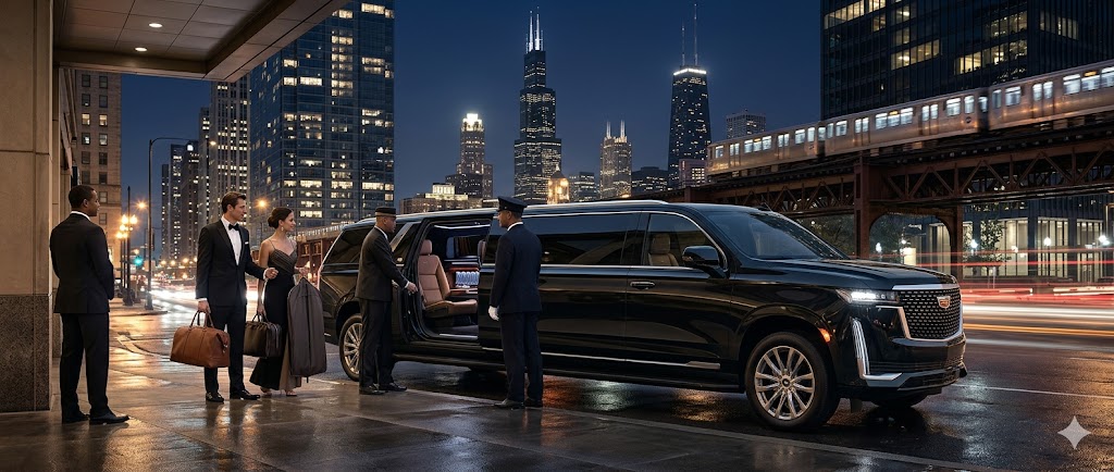 Luxury airport limo transportation in downtown Chicago