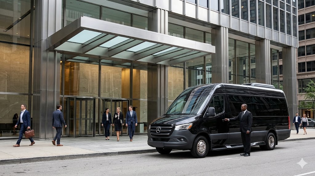 Executive Sprinter limo transportation for corporate travel in Chicago