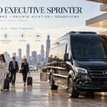 Chicago executive Sprinter with corporate travelers and private jet for business team transportation and multi-stop travel