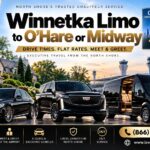 Level Up Limo Winnetka to O'Hare and Midway airport car service — luxury sedan, Cadillac Escalade SUV, and Mercedes Sprinter van, North Shore chauffeur service, (866) 666-0112