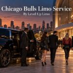 Chicago Bulls limo service with a black Cadillac Escalade and chauffeur dropping off fans outside the United Center on a basketball game night