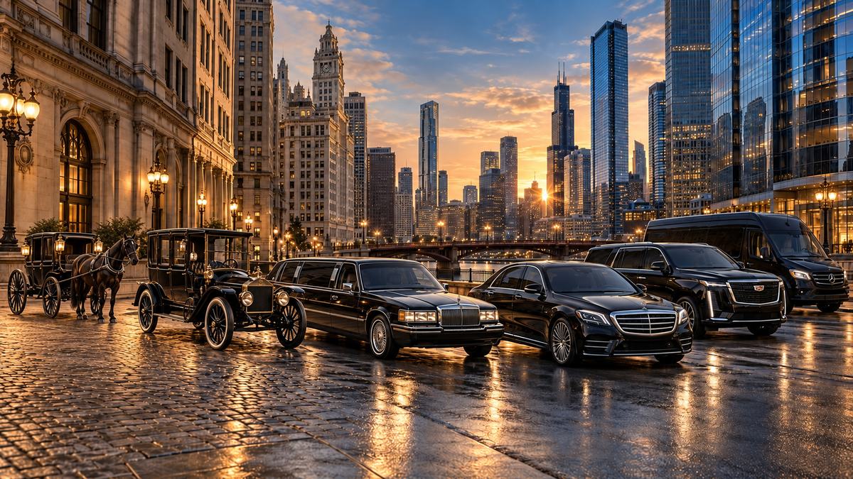 History of the limousine from early chauffeur-driven motorcars and classic stretch limousines to a 2026 Mercedes-Benz S-Class, Cadillac Escalade and Executive Sprinter